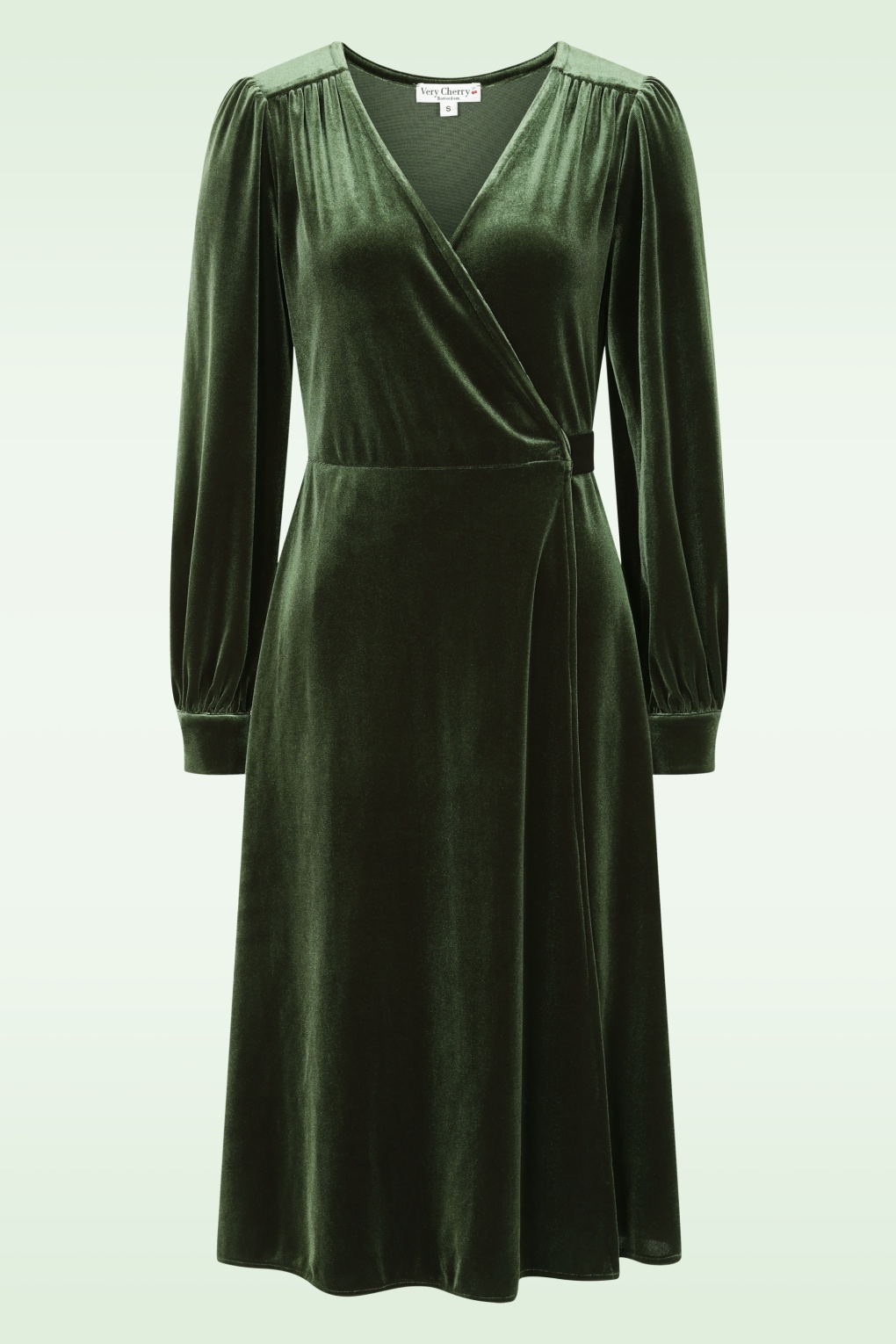 282201-Very-Cherry-54157-Dalida-Dress-Steam-Velvet-Olive-Green-001W-full