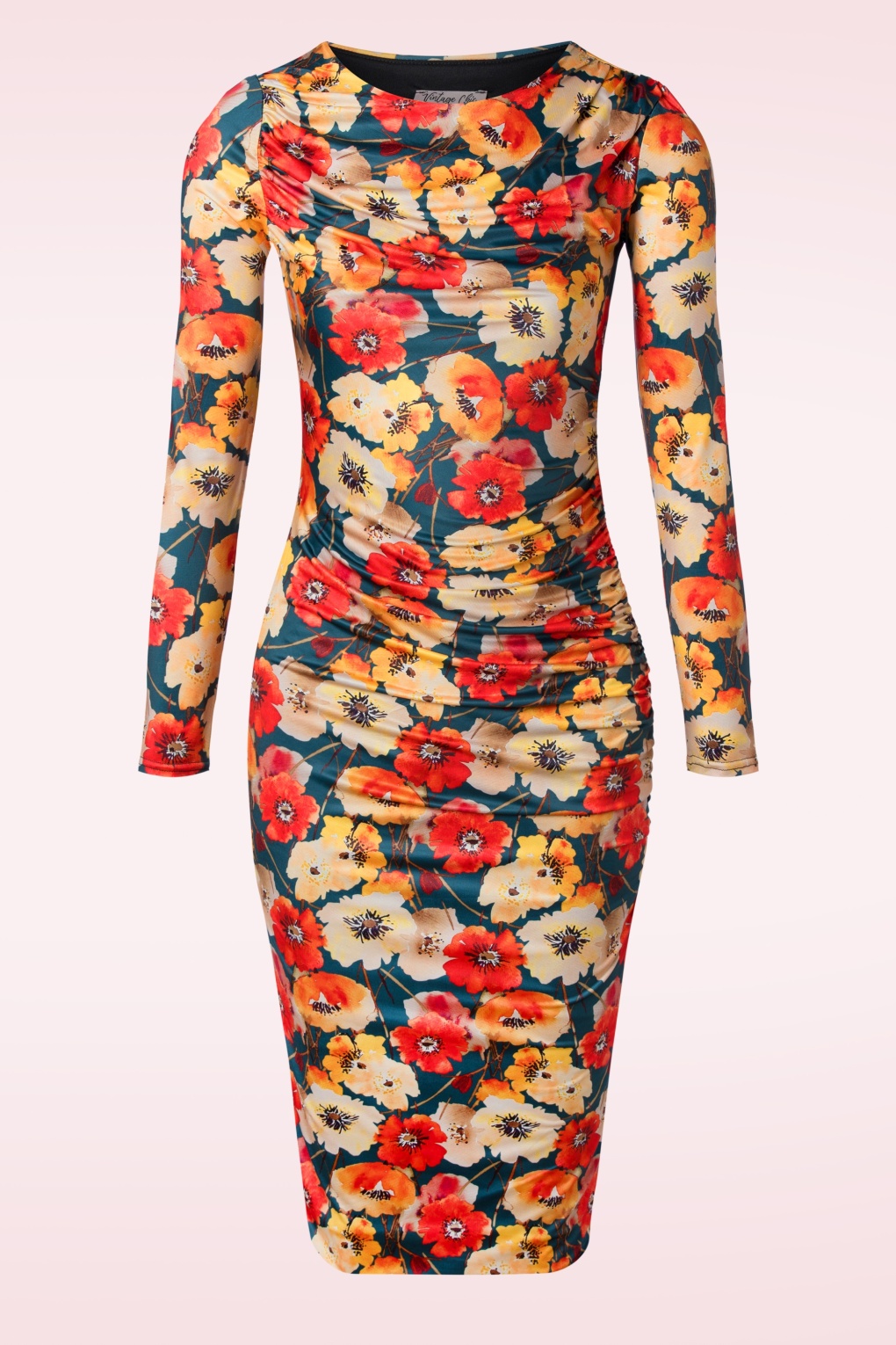 266251-Vintage-Chic-52210-Dress-Orange-Floral-Teal-241001-0003W-full