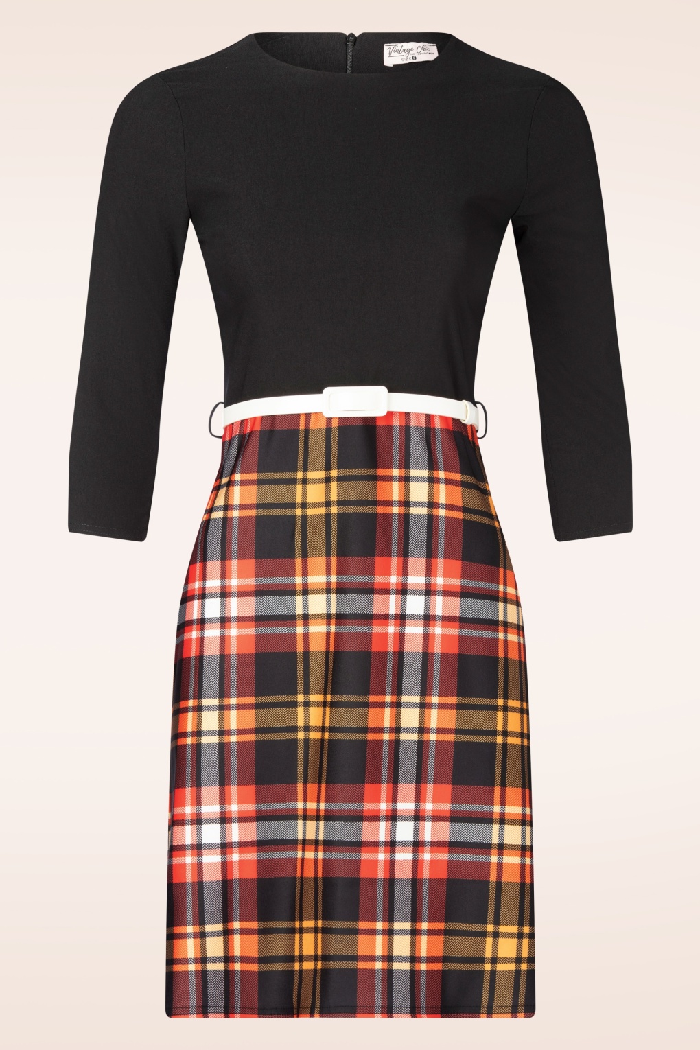 280359-Vintage-Chic-54636-Black-Orange-Yellow-Checked-Dress-20250917-034W-full