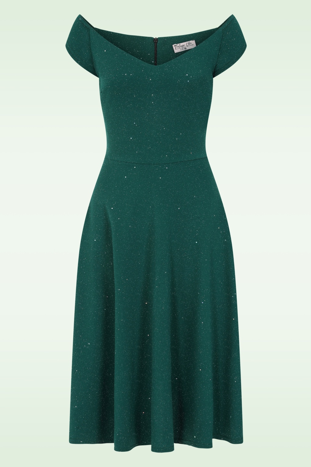 281671-Vintage-Chic-55244-Dress-Green-Off-Shoulder-Glitter-251008-001W-full
