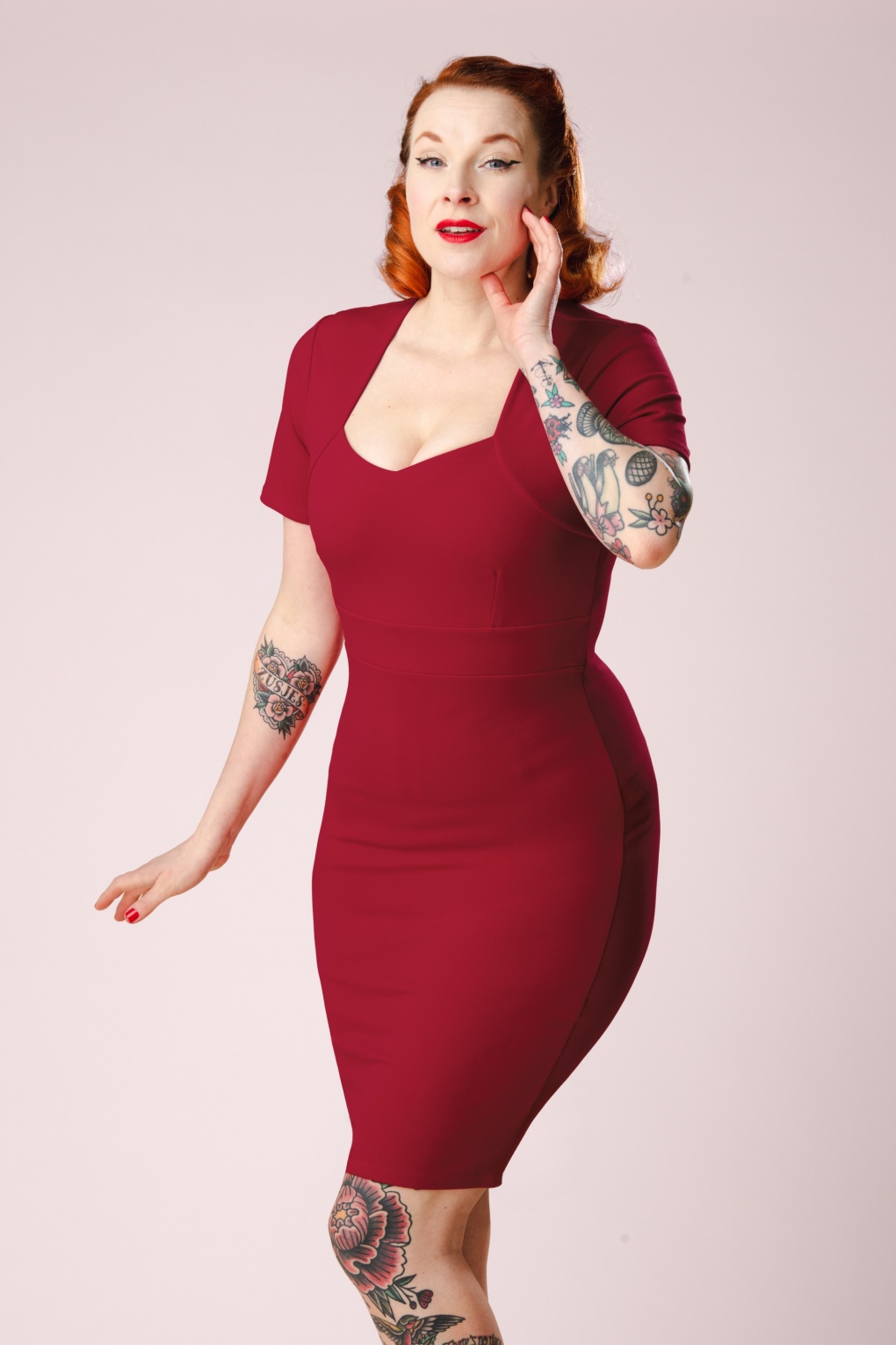 284314-Vintage-Chic-55788-Dress-Red-Pencil-Diamond-260120-001W-full