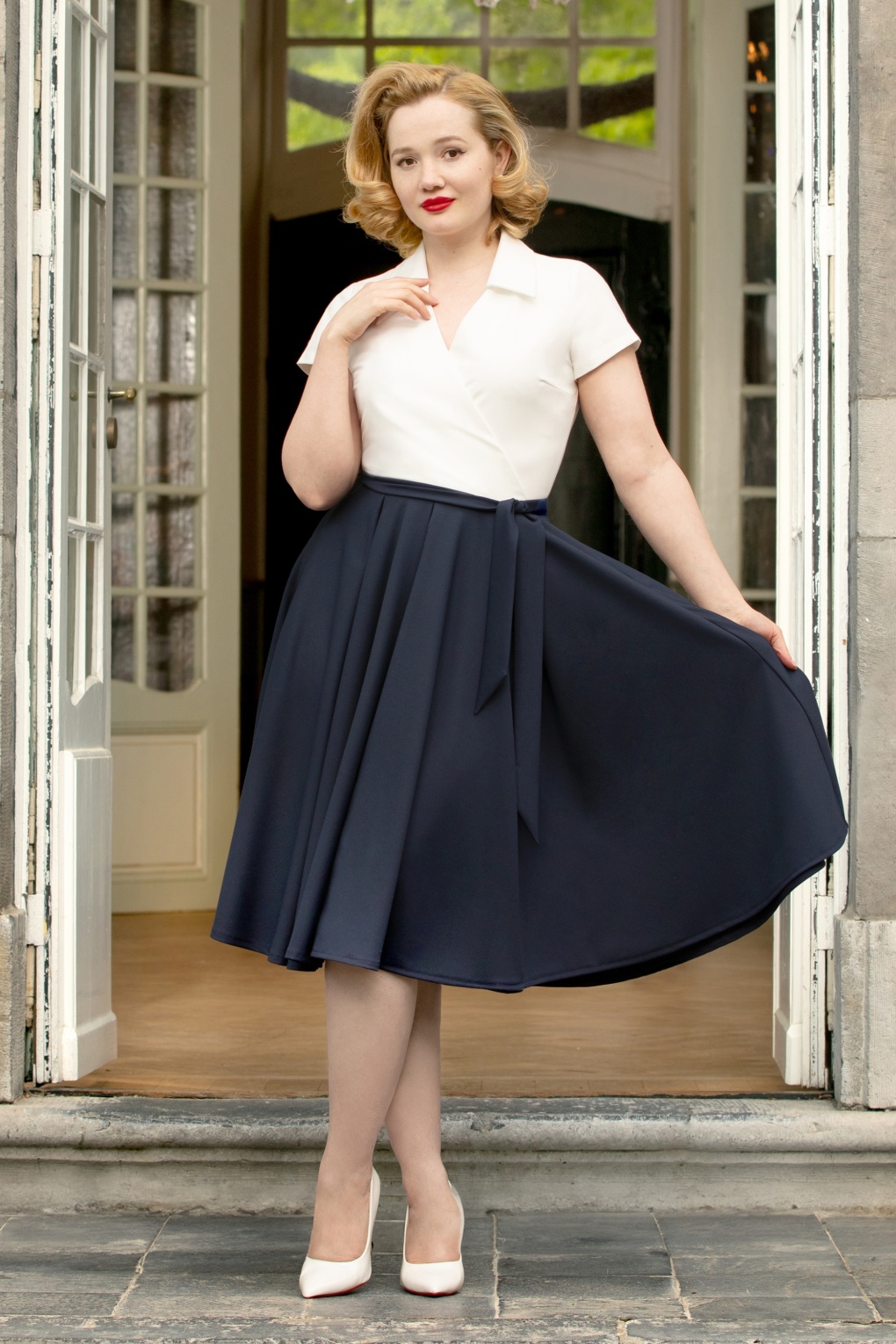 273198-Glamour-Bunny-Business-Babe-52328-Dress-Swing-White-Navy-Glenda-240507-005MW-full