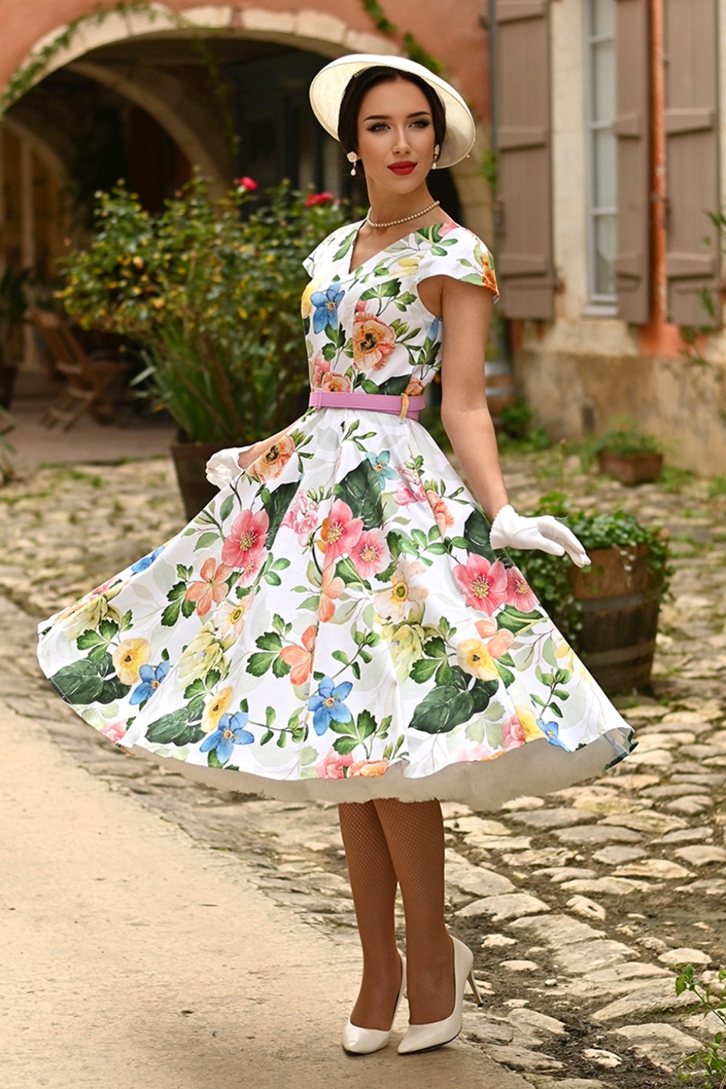 273752-Hearts-and-Roses-52565-Swing-Dress-Floral-White-Multi-Colour-250318-006LW-full