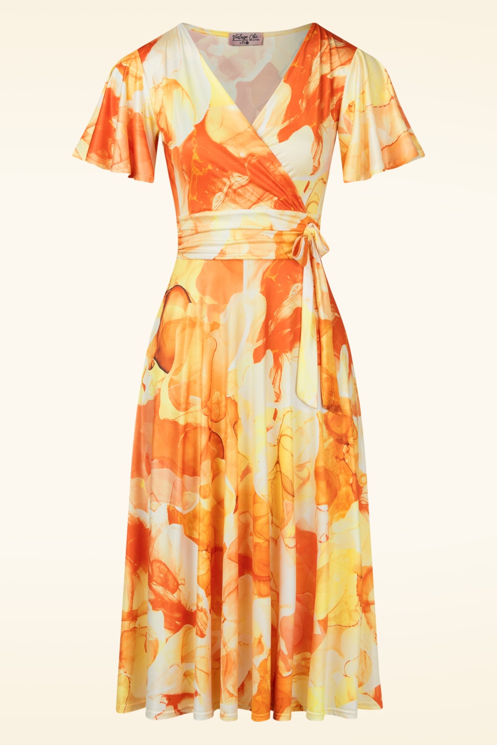 276282-Vintage-Chic-54292-Swing-Dress-Orange-Yellow-Abstract-Print-250513-002W-full