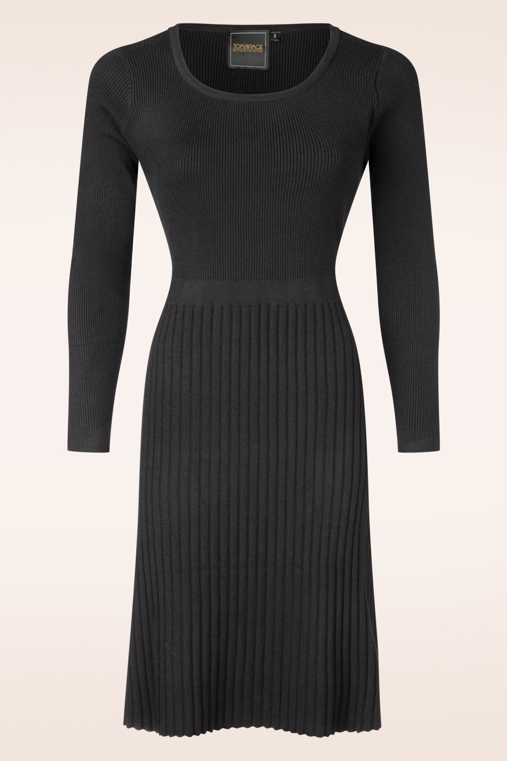 279310-Topvintage-Boutique-Collection-52640-Knitted-Black-Dress-003W-full
